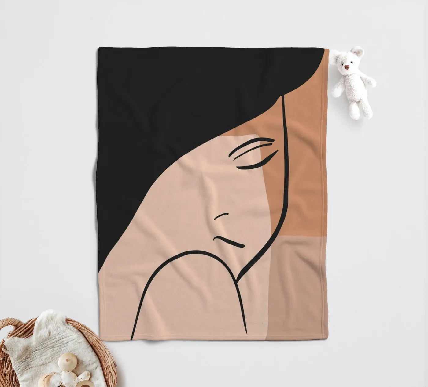 abstract side face fleecedeken van vintageshop
