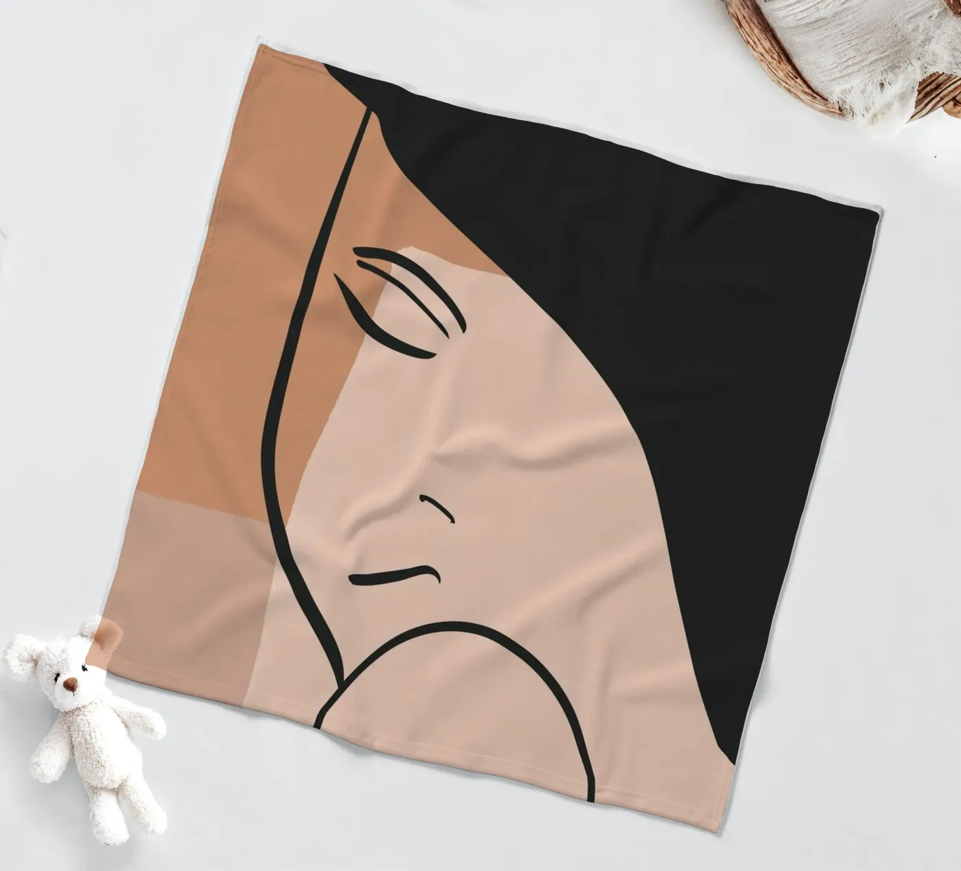 abstract side face fleecedeken van vintageshop