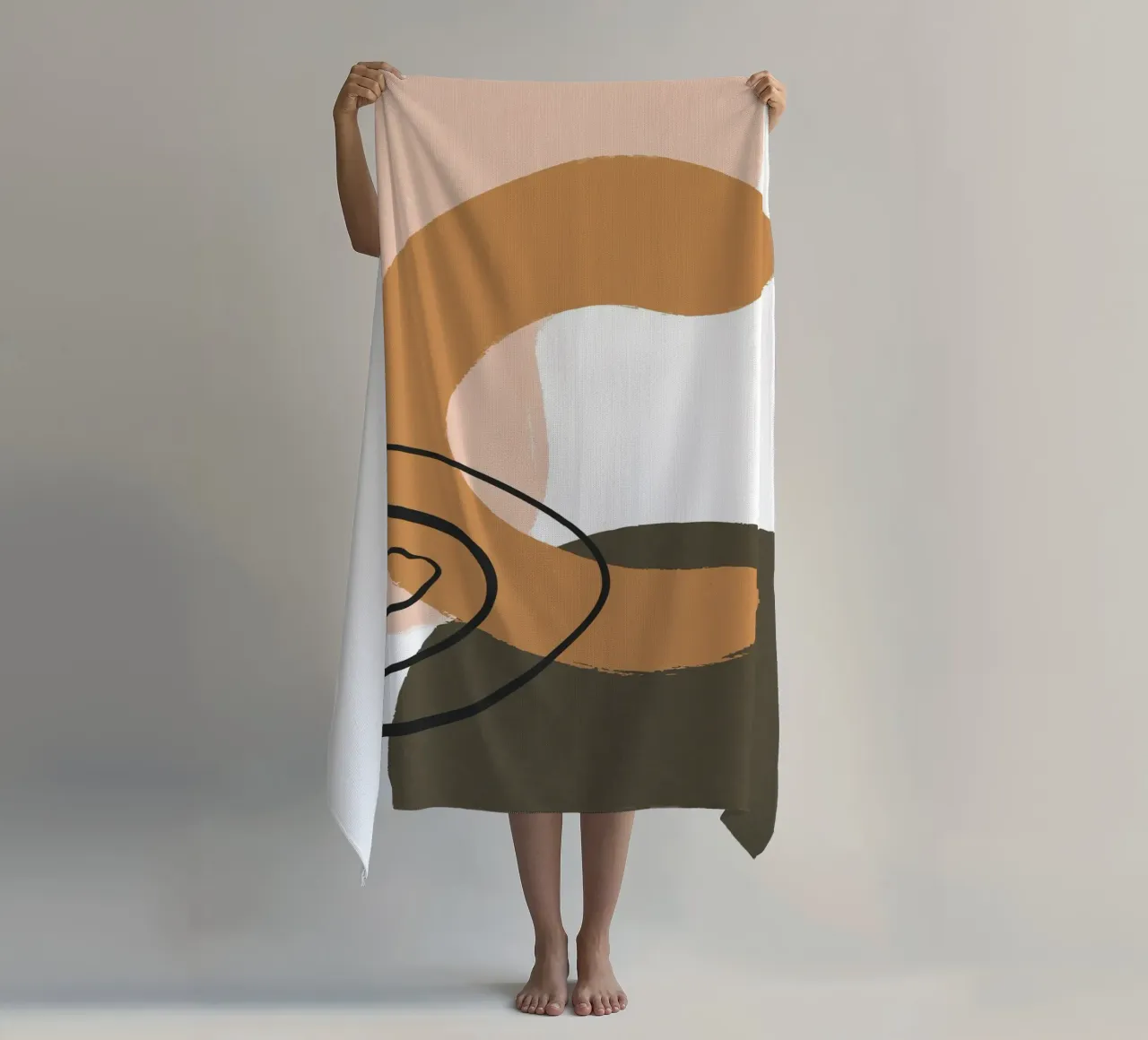abstract organic lines telo mare da vintageshop