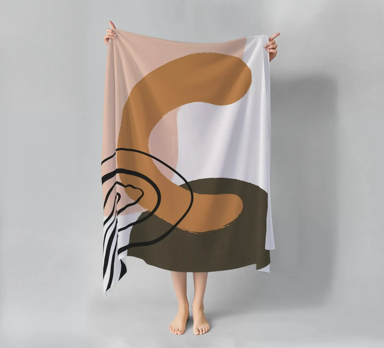 abstract organic lines telo mare da vintageshop