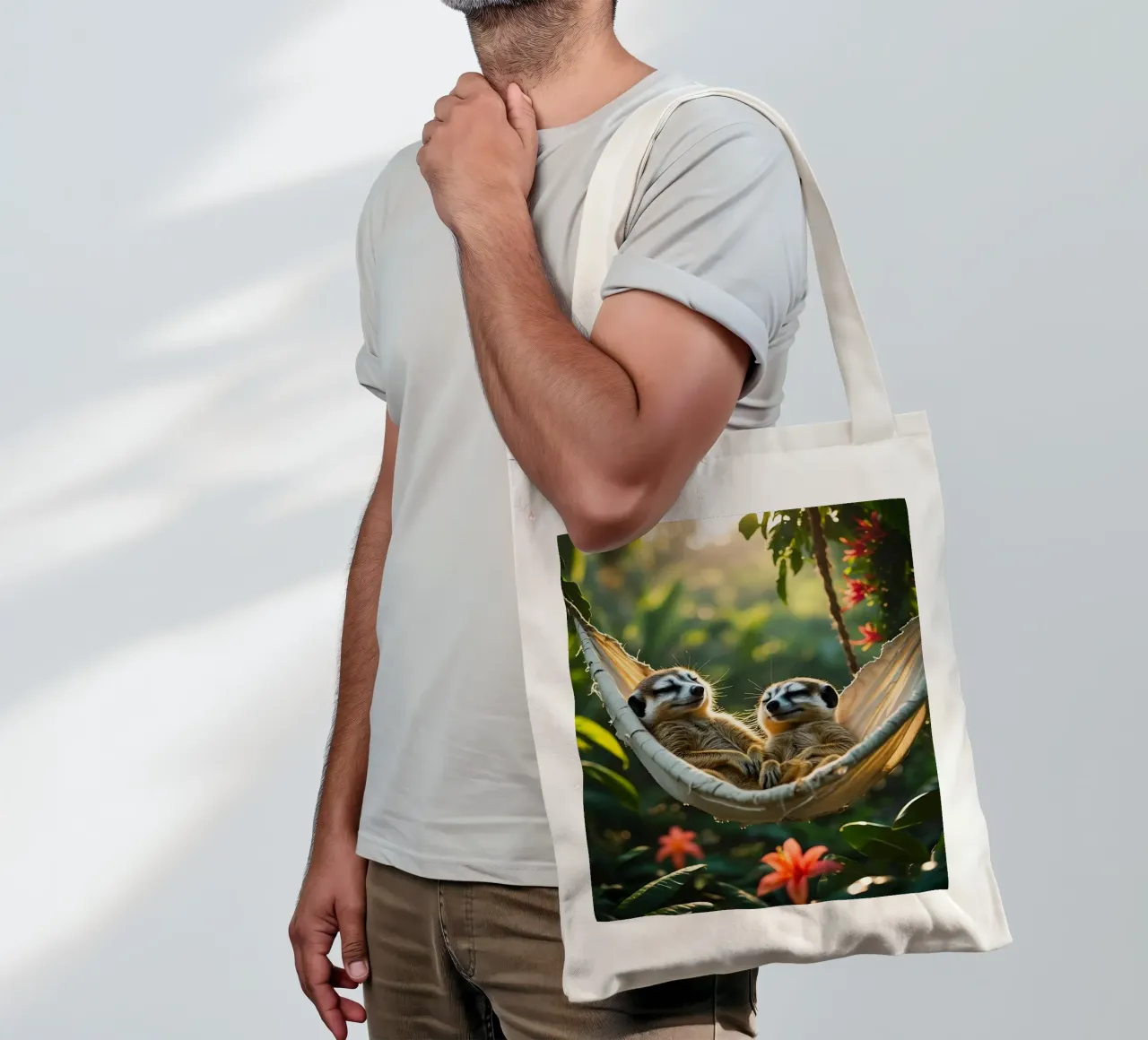 🌿🌺 Meerkats | Insieme in modalità relax (2) borsa in juta da Trinkets NL Design Studio