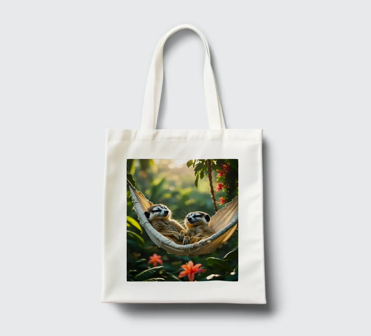 🌿🌺 Meerkats | Insieme in modalità relax (2) borsa in juta da Trinkets NL Design Studio