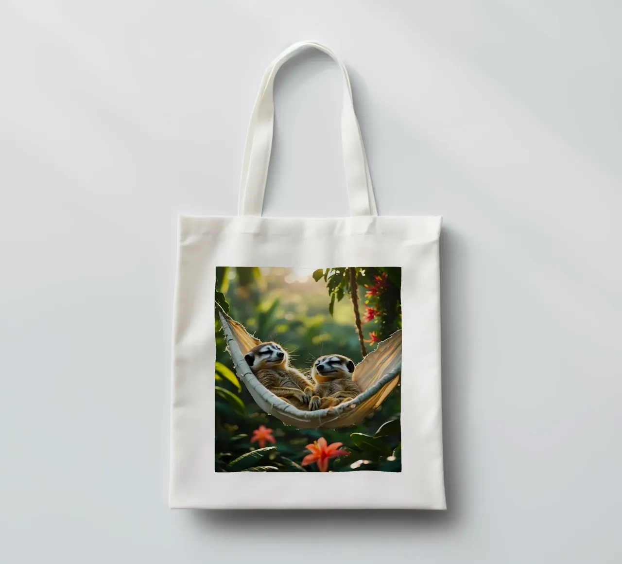 🌿🌺 Meerkats | Insieme in modalità relax (2) borsa in juta da Trinkets NL Design Studio