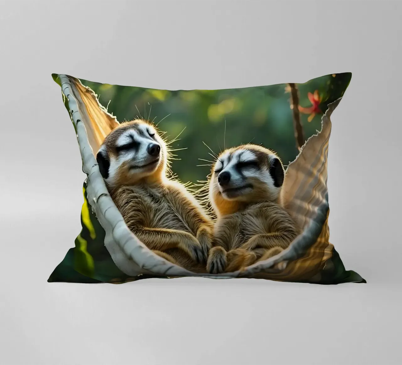 🌿🌺 Meerkats | Insieme in modalità relax (2) cuscino da Trinkets NL Design Studio