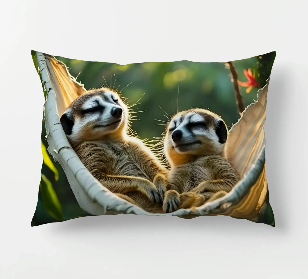 🌿🌺 Meerkats | Insieme in modalità relax (2) cuscino da Trinkets NL Design Studio