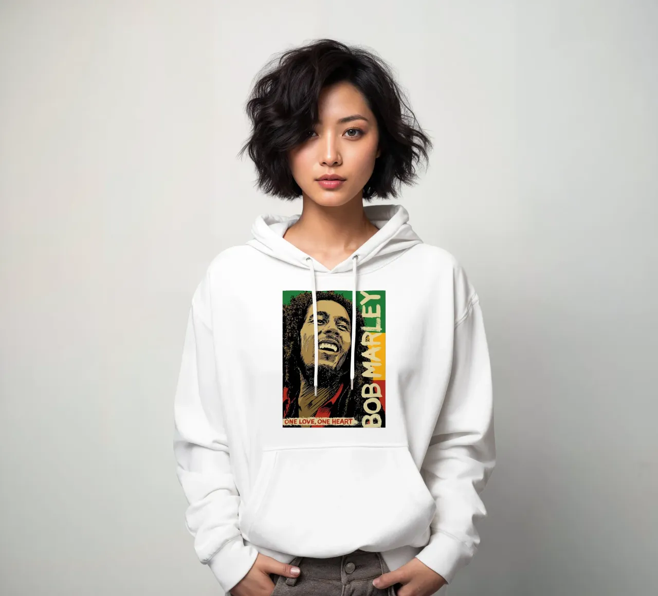 Un amore un cuore - Bob Marley felpa con cappuccio da MULTIMEDIA ARTWORK