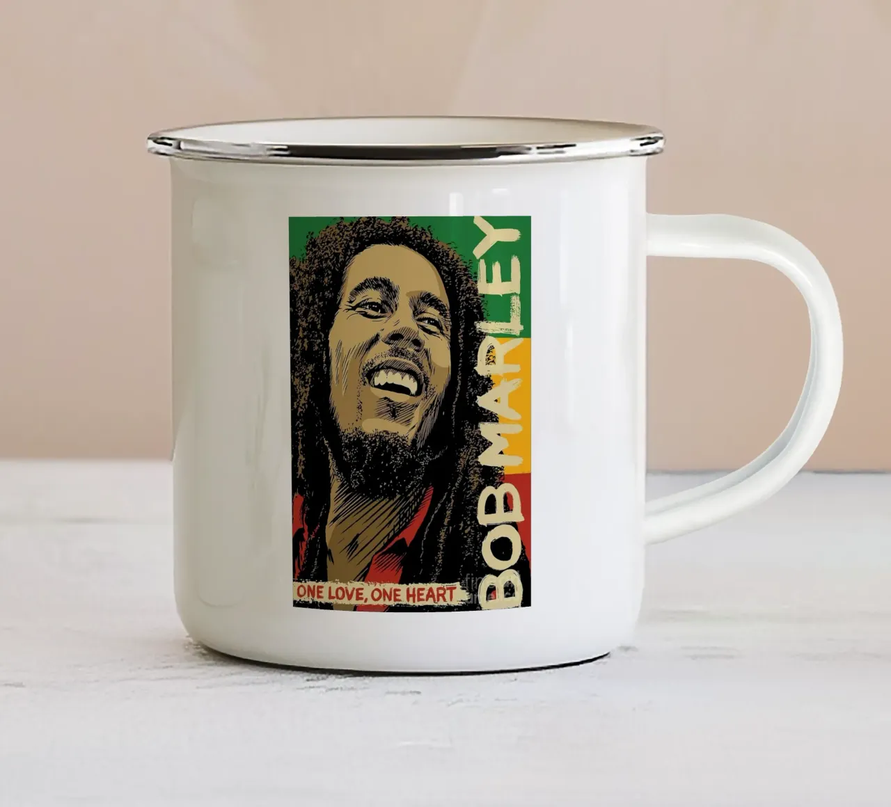 Un amore un cuore - Bob Marley tazza in smalto da MULTIMEDIA ARTWORK