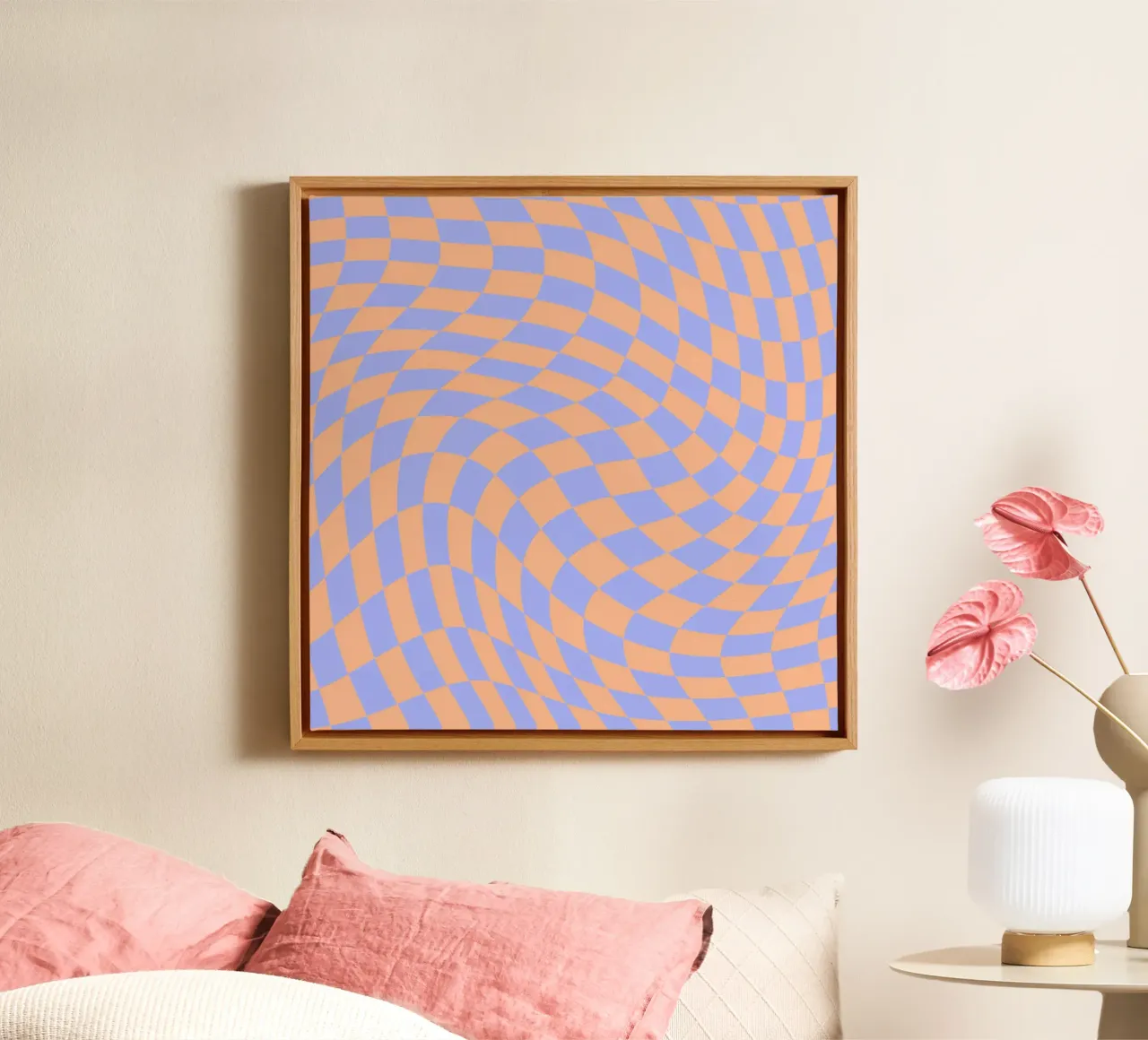 Golvende checker 04 canvas met Baklijst van Little Dean