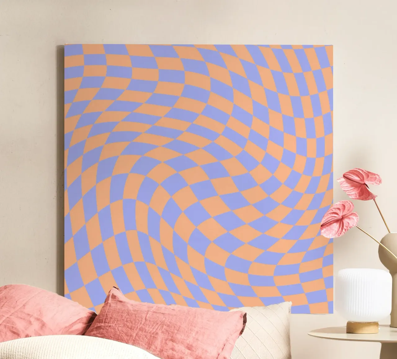 Golvende checker 04 canvas met Baklijst van Little Dean