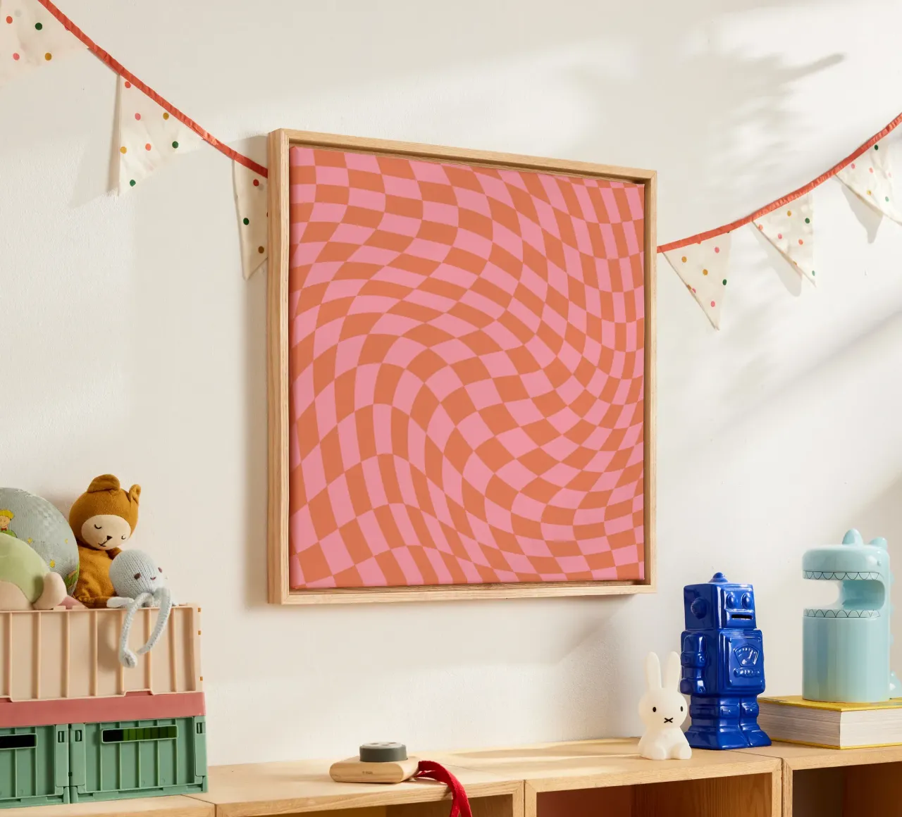 Golvende checker 08 canvas met Baklijst van Little Dean