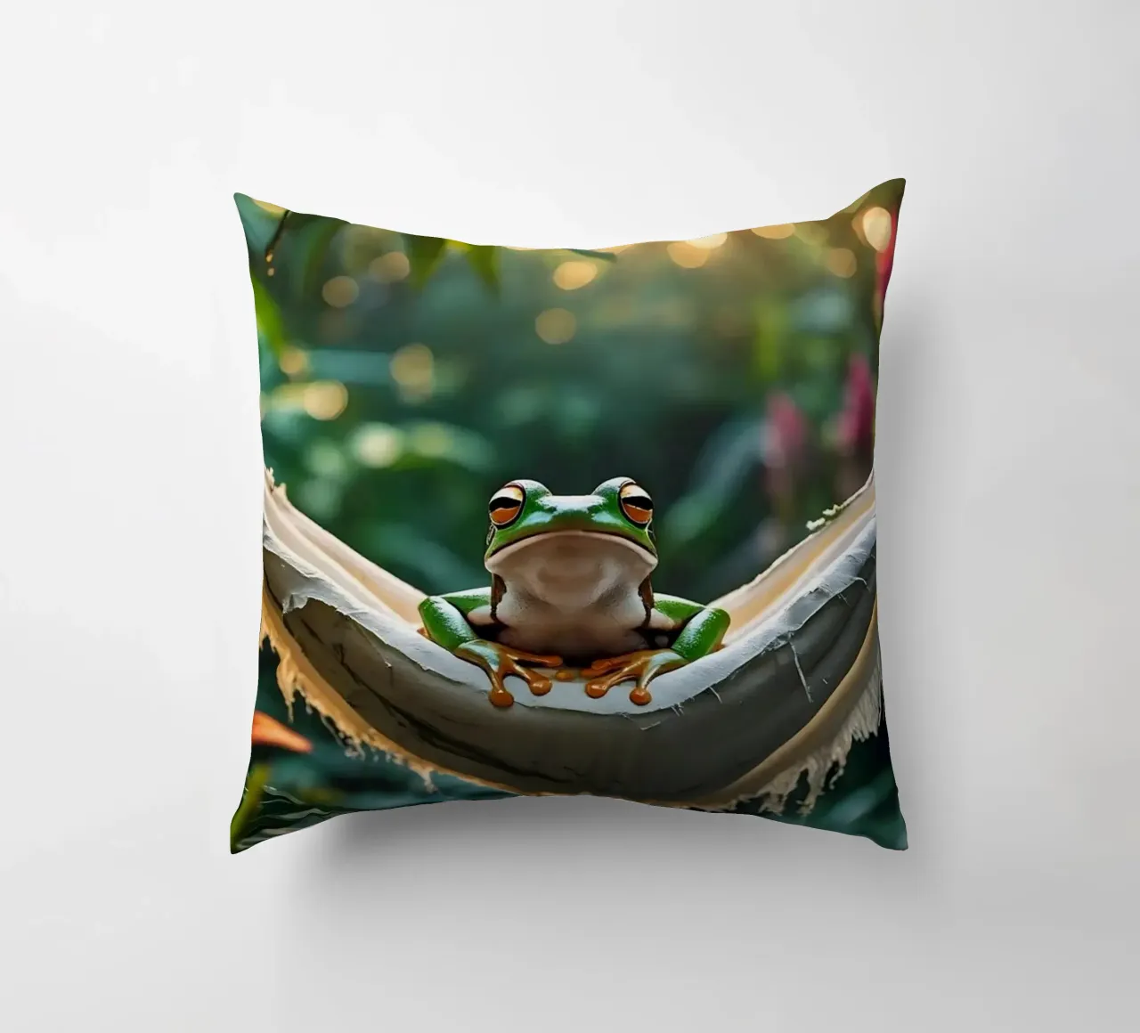 Rana arborea | Modalità estiva: accesa! (1) cuscino da Trinkets NL Design Studio