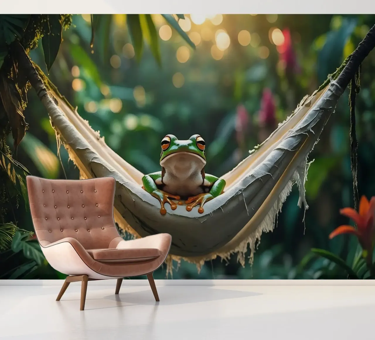 🌺🐸 Tree frog | Summer mode: on! (1) photo wallpaper by Trinkets NL Design Studio