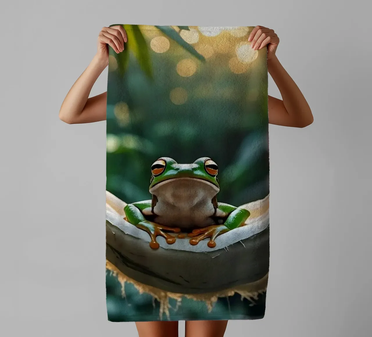 🌺🐸 Tree frog | Summer mode: on! (1) towel by Trinkets NL Design Studio