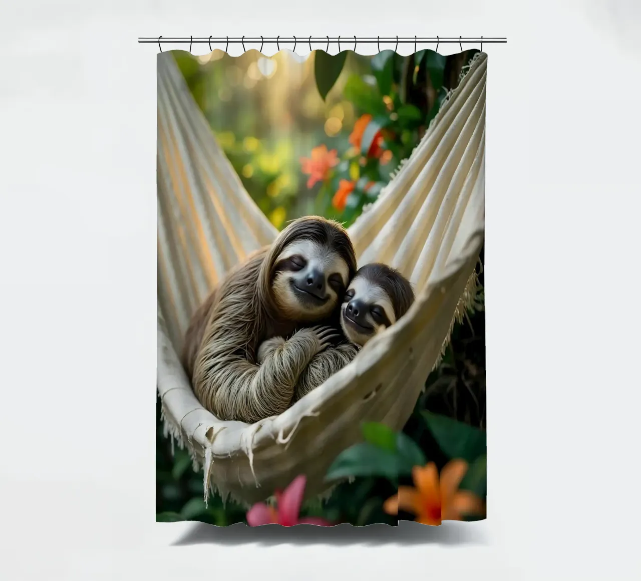 🌿🌸 Sloths | Together in chill mode (3) shower curtain by Trinkets NL Design Studio