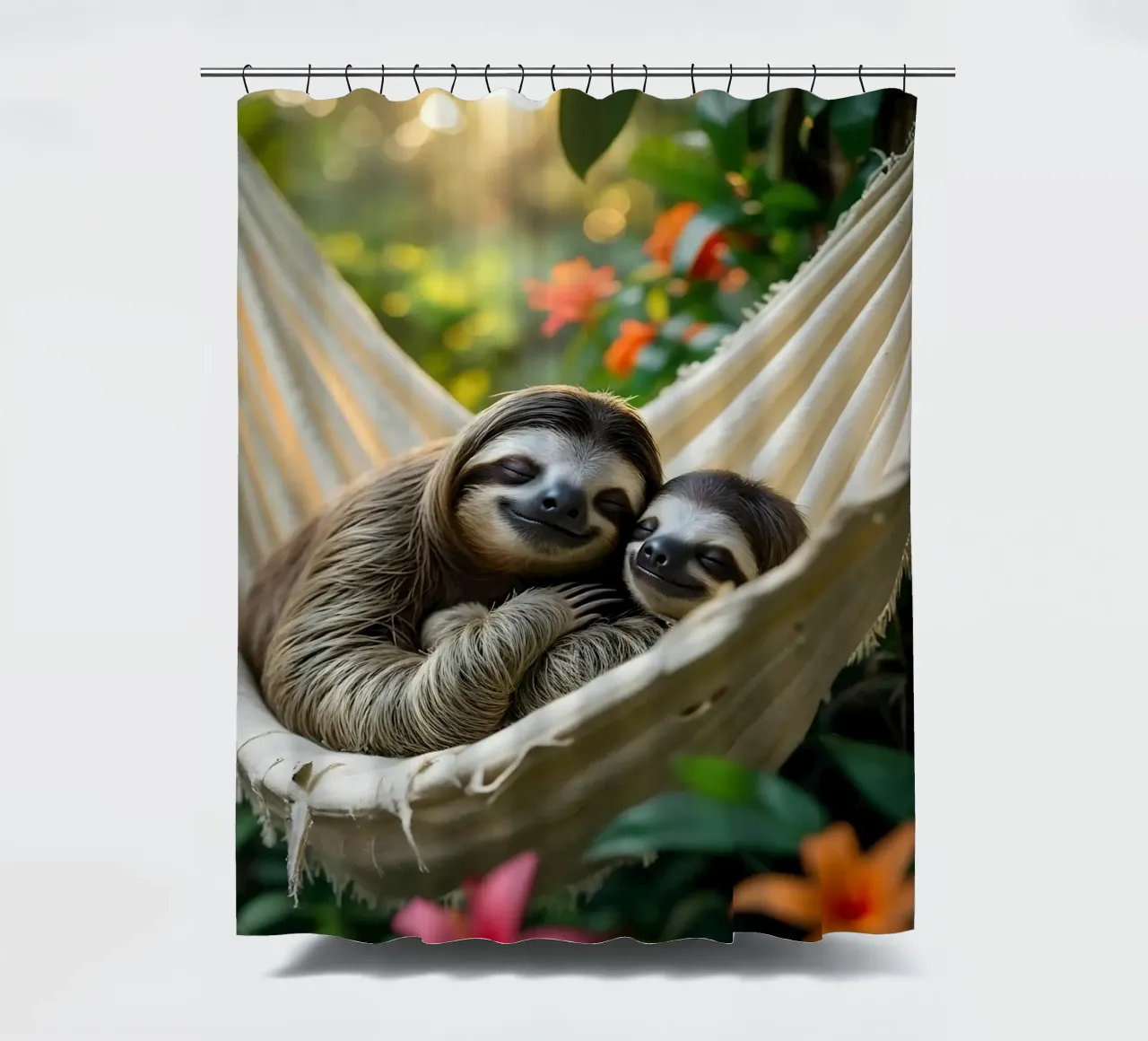🌿🌸 Sloths | Together in chill mode (3) shower curtain by Trinkets NL Design Studio