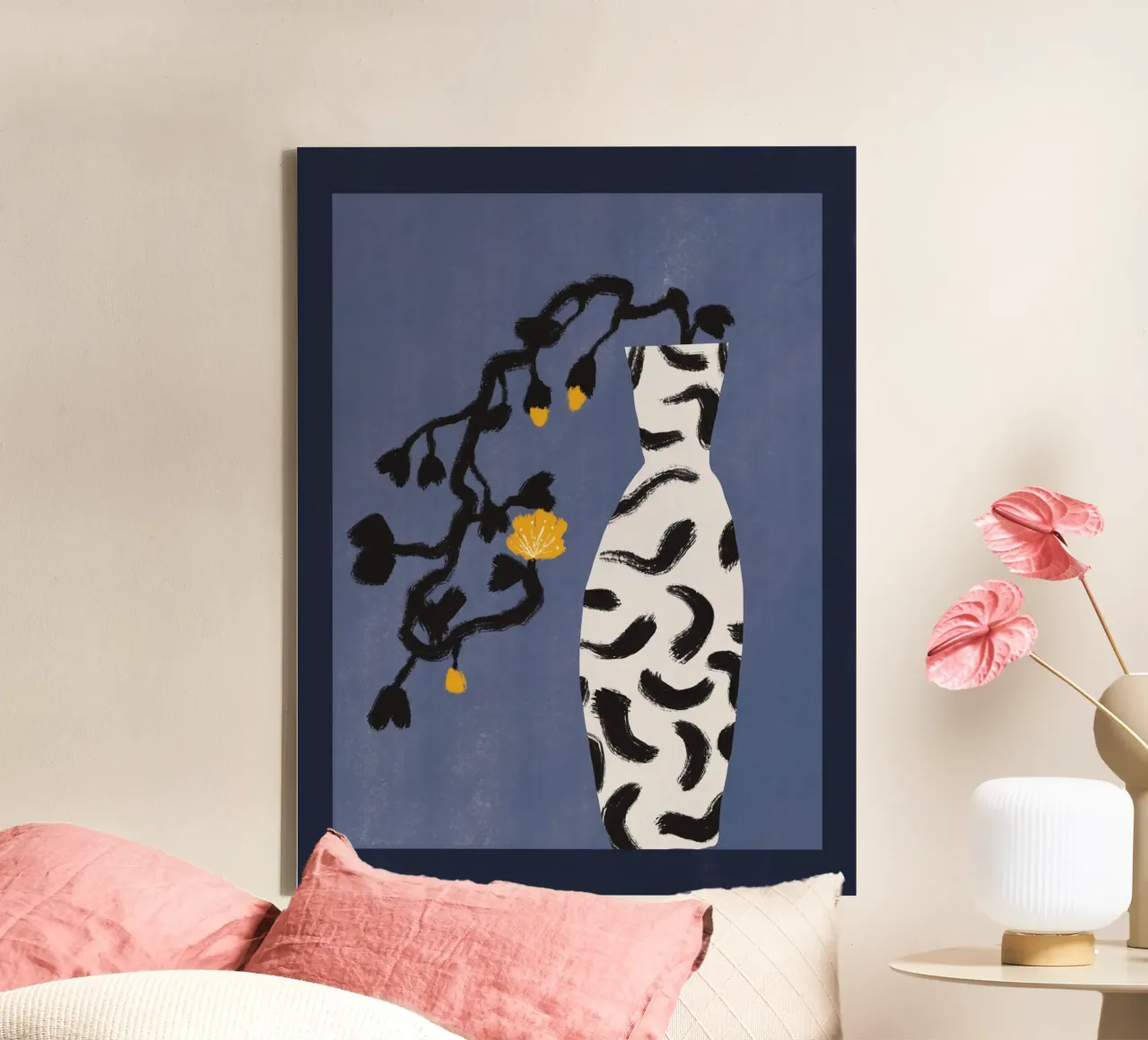 Reclining bloom canvas with Floater frame by Little Dean