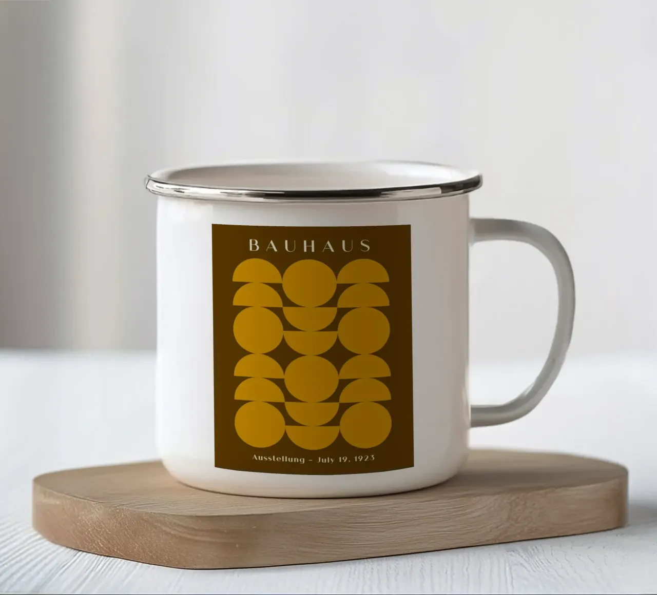 Sole Bauhaus - Design retrò a semicerchio 1923 tazza in smalto da Studio Vibe