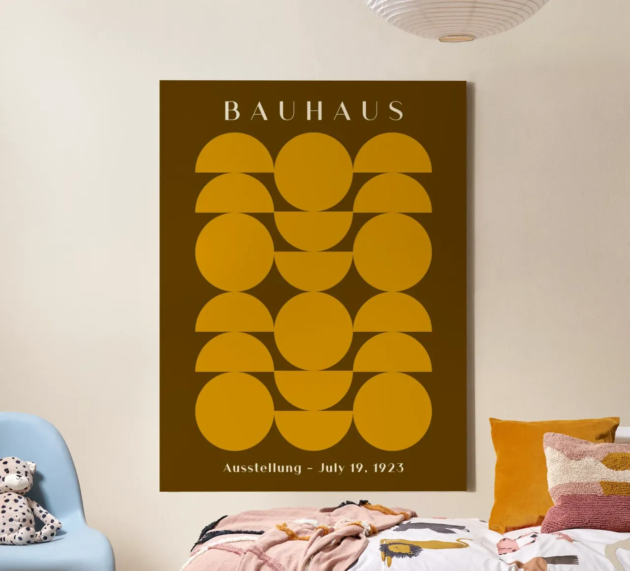 Bauhaus zon - Retro ontwerp met halve cirkel 1923 canvas met Baklijst van Studio Vibe