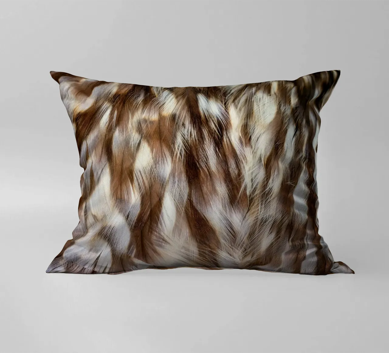 feathers brown decorative cushion by Earthly Visions