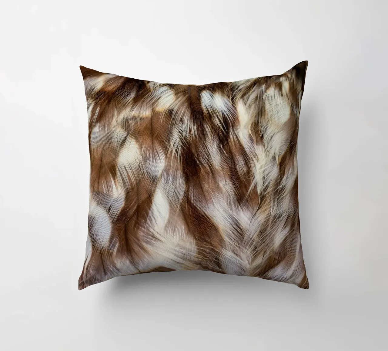 feathers brown decorative cushion by Earthly Visions