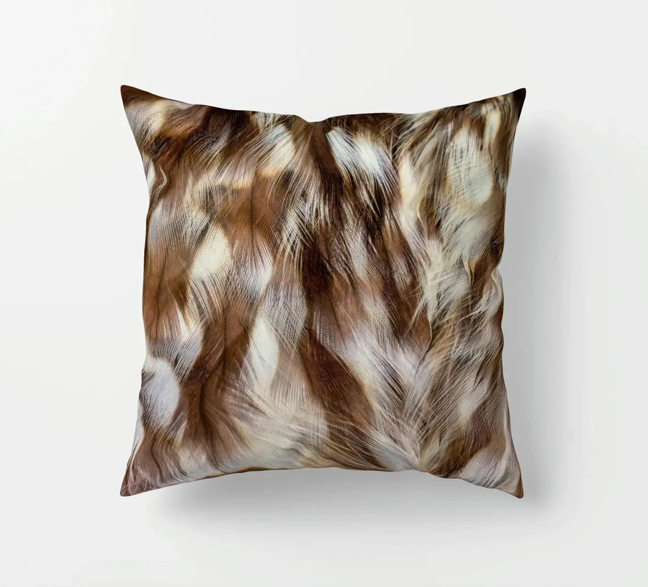 feathers brown decorative cushion by Earthly Visions