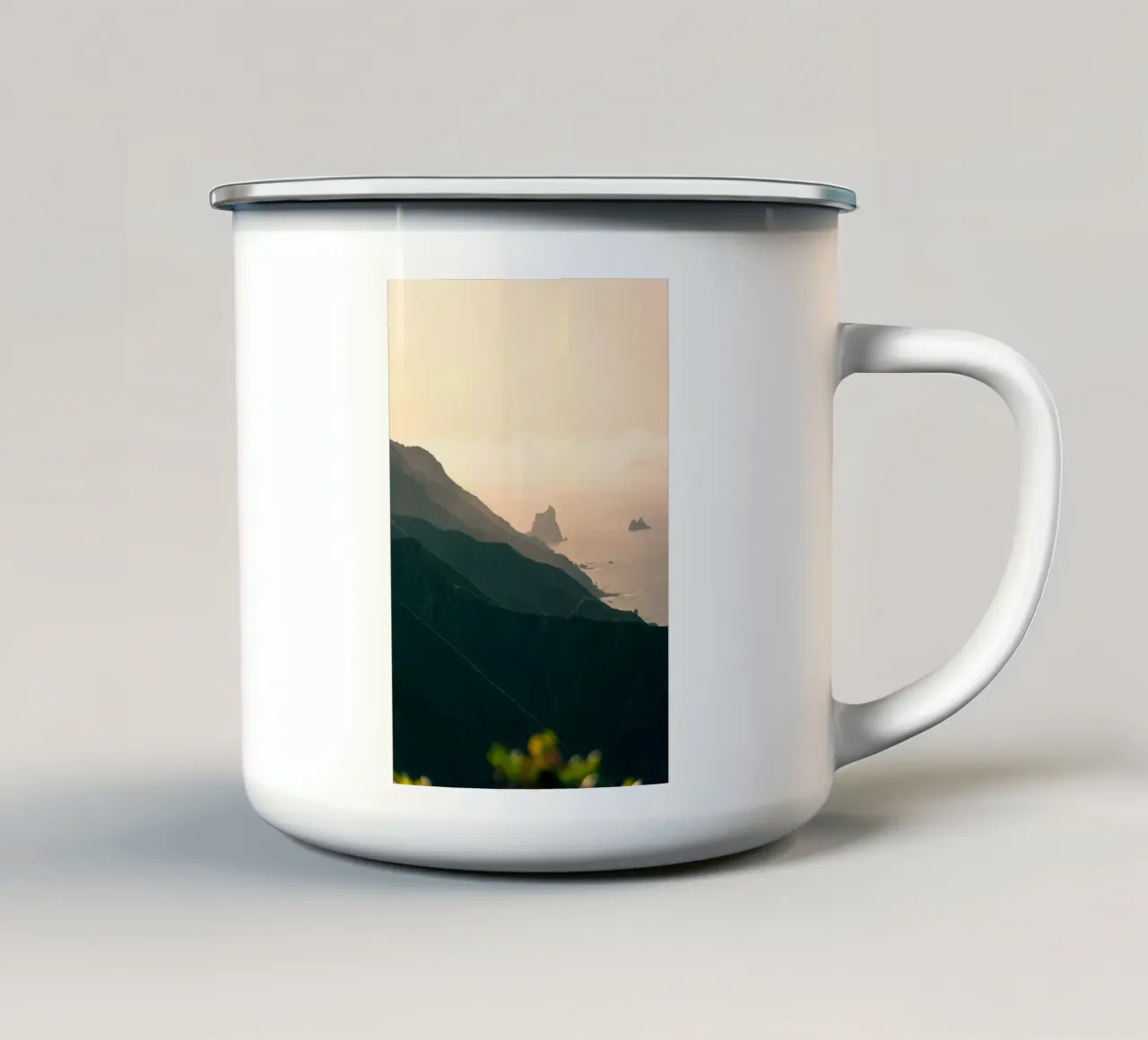 mountains sea enamel mug by Earthly Visions