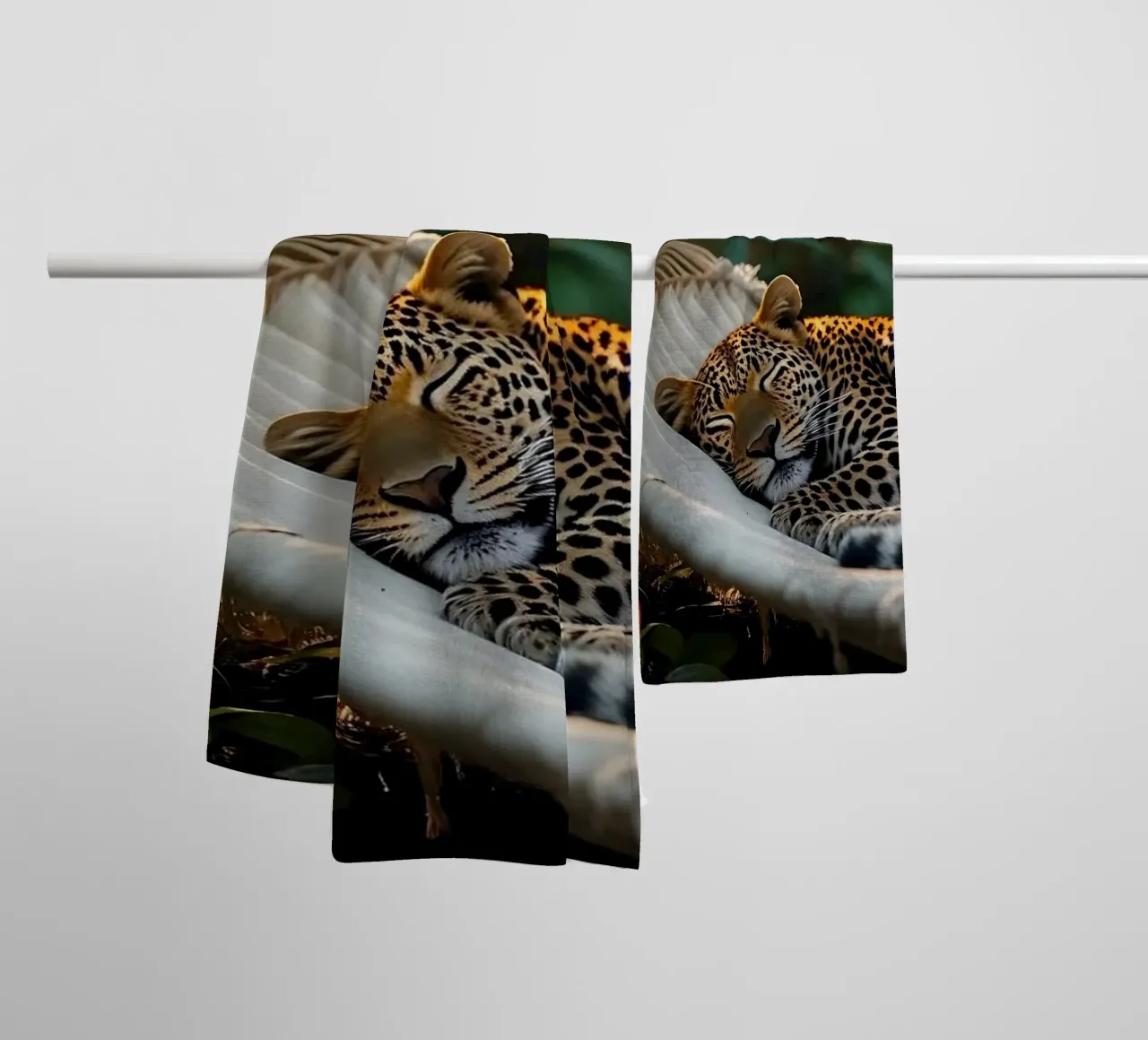 Leopard | Chilling in style (1) towel by Trinkets NL Design Studio