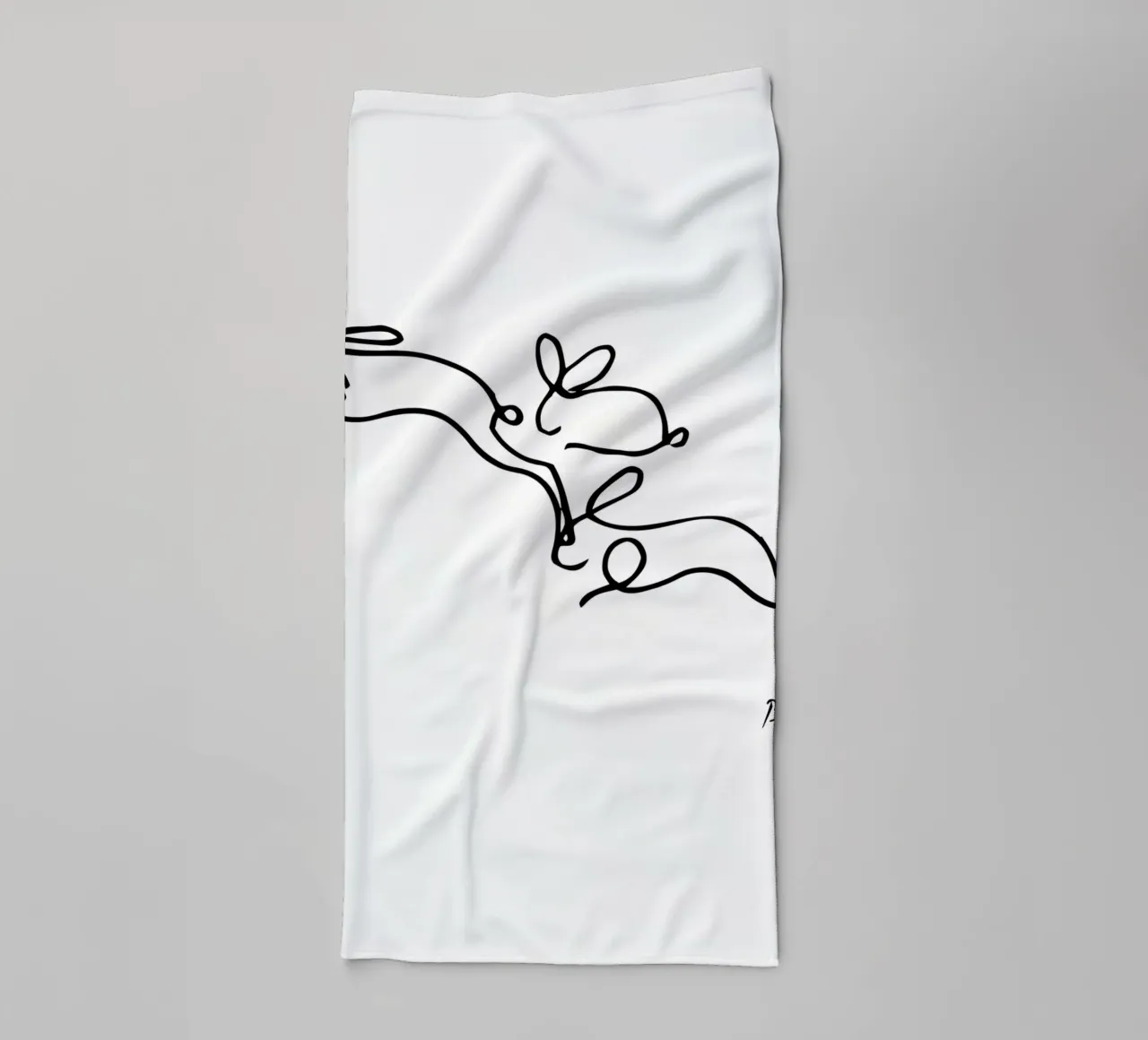 Pablo Picasso Rabbits Line Drawing towel by AppleAlone