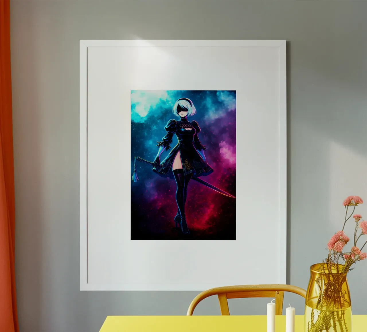 Soul Of Nier Automata 2B poster con telaio in alluminio da DGSoulheroes