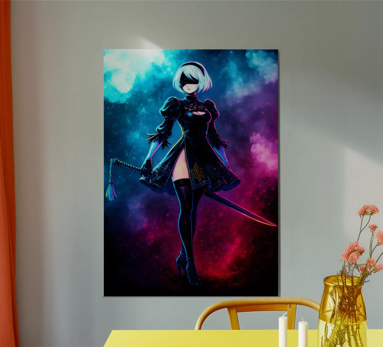 Soul Of Nier Automata 2B poster con telaio in alluminio da DGSoulheroes