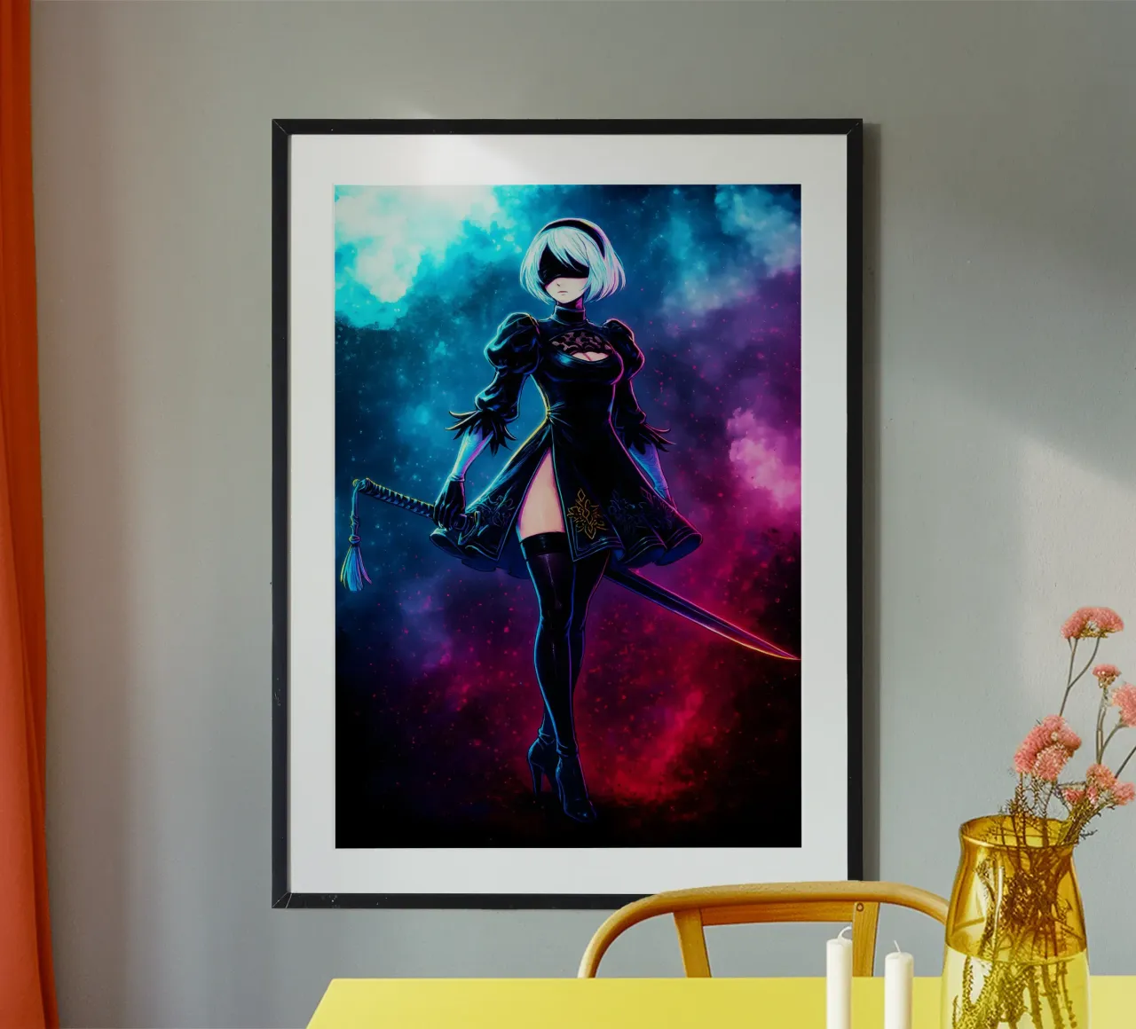 Soul Of Nier Automata 2B poster con telaio in alluminio da DGSoulheroes