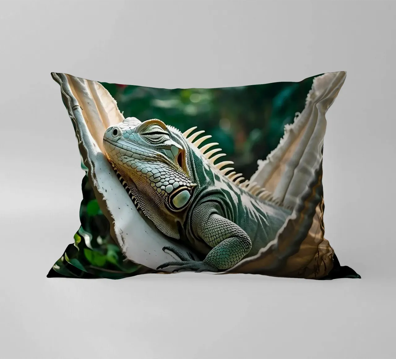 Iguanas | Bit of hanging, bit of nothing... (2) decorative cushion by Trinkets NL Design Studio