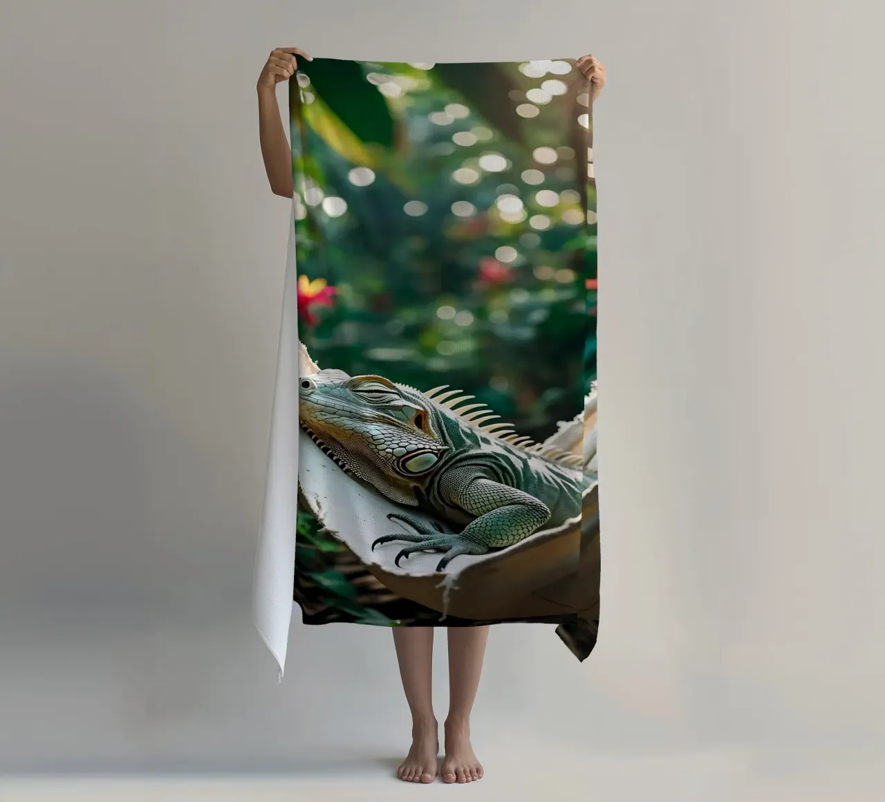 🌸🦎 iguana | Un po' di appeso, un po' di niente... (2) telo mare da Trinkets NL Design Studio