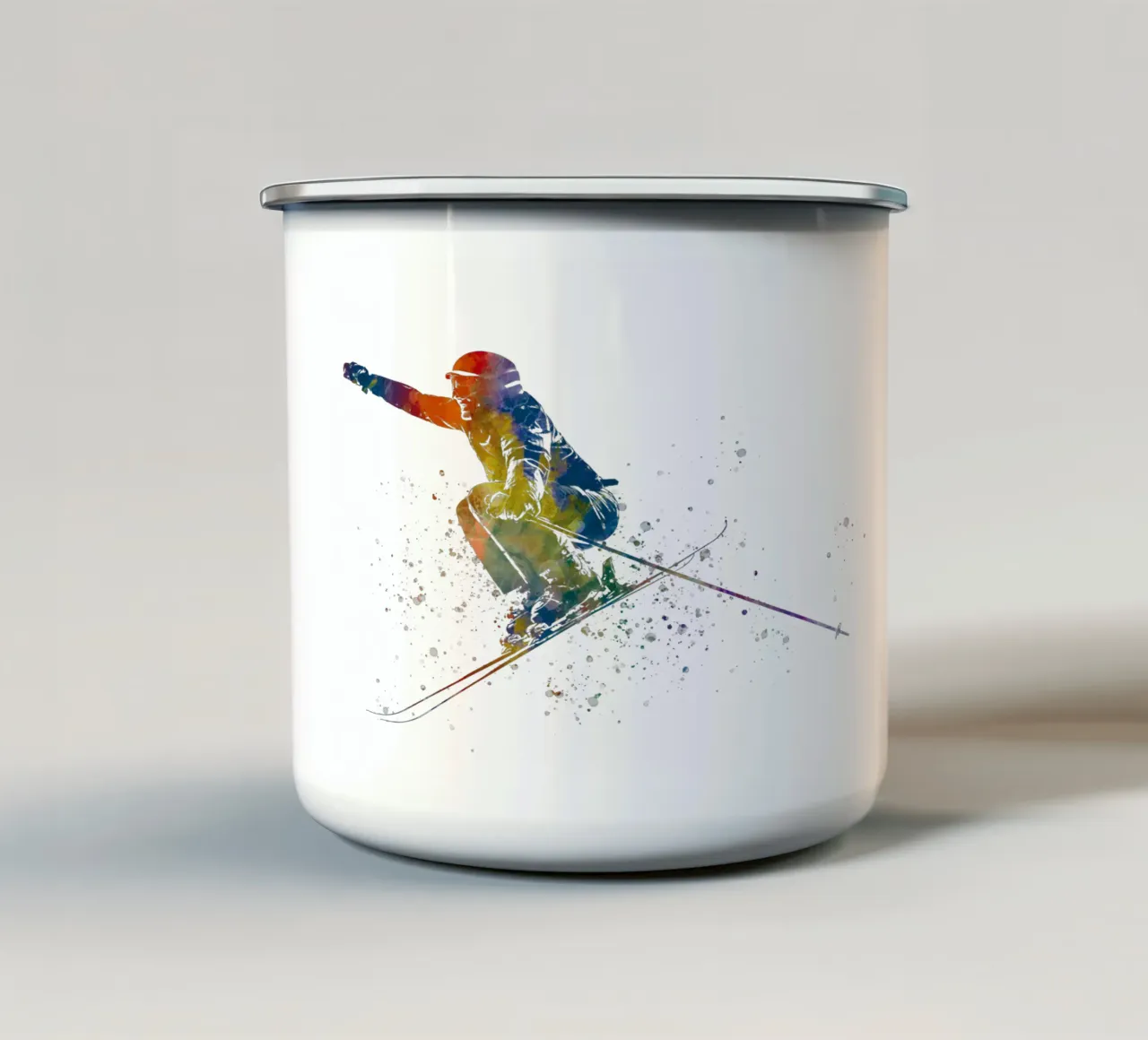 Sciatore in acquerello tazza in smalto da ⚽ Sports Pulse
