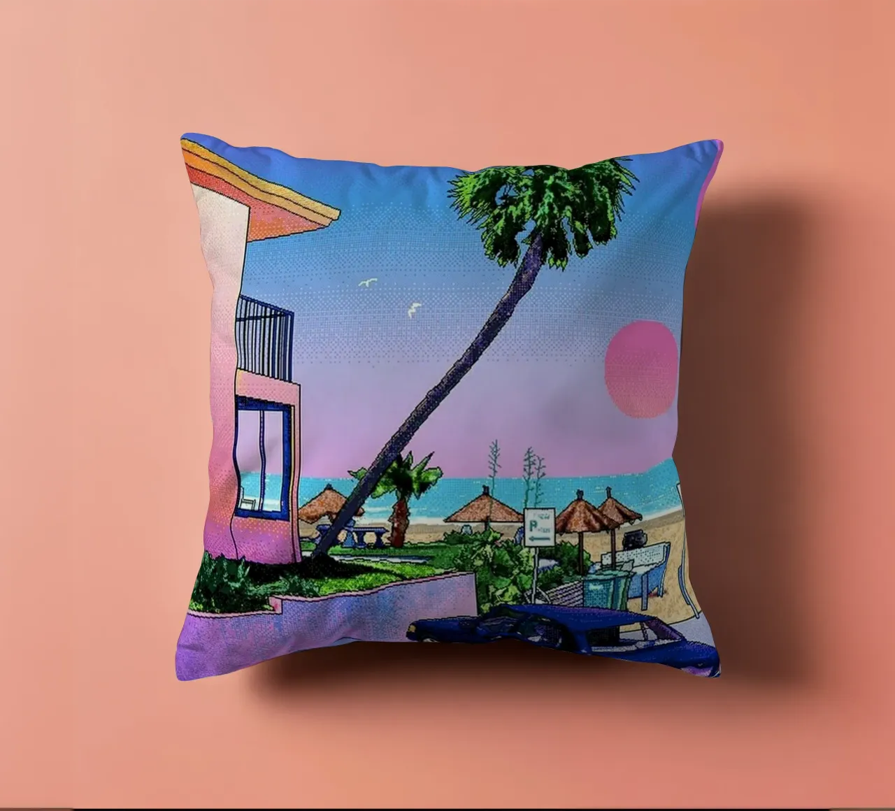 vaporwave hiroshi nagai cuscino da MarshArt