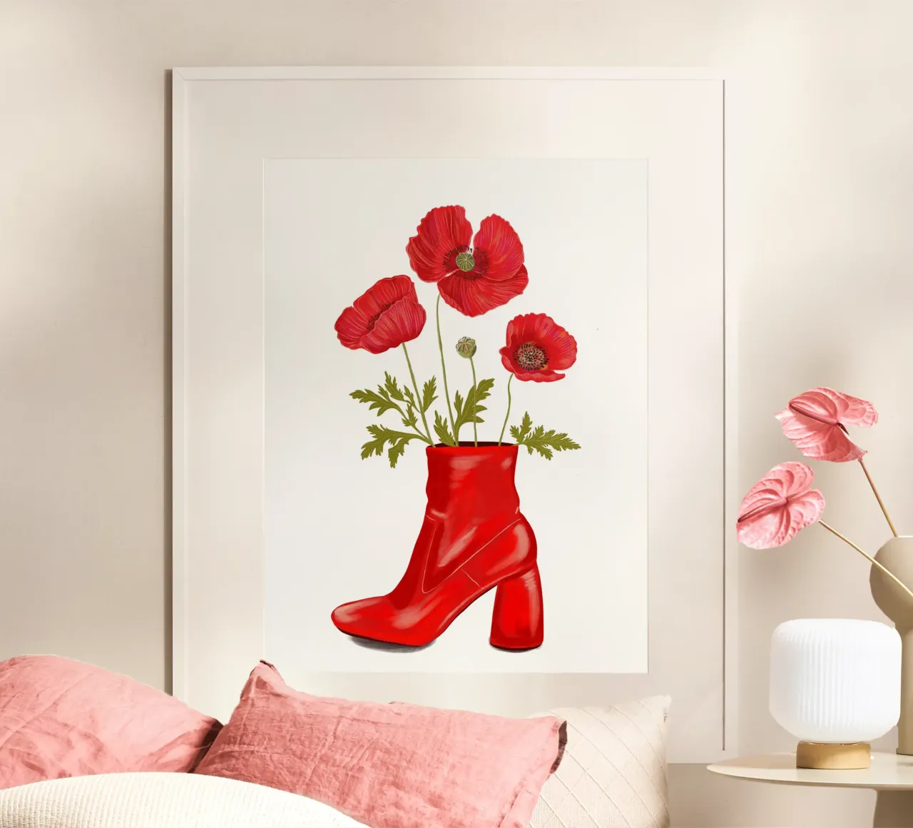 Poppier to Go poster con telaio in legno da Illustration Raissa Oltmanns