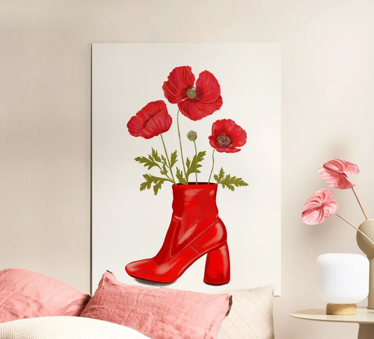 Poppier to Go poster con telaio in legno da Illustration Raissa Oltmanns