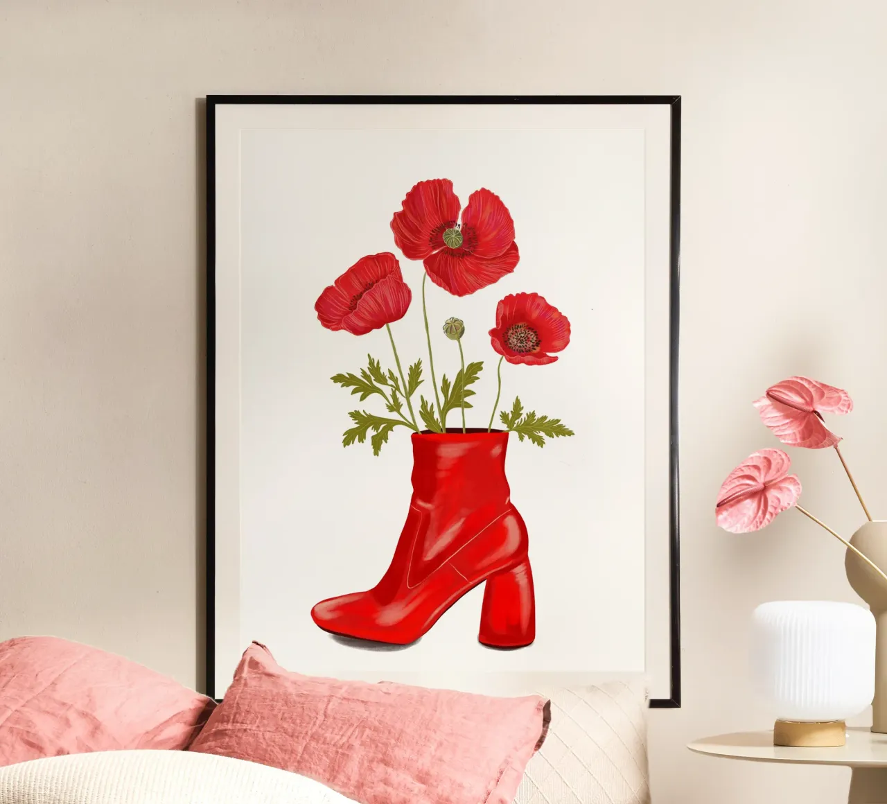 Poppier to Go poster con telaio in legno da Illustration Raissa Oltmanns