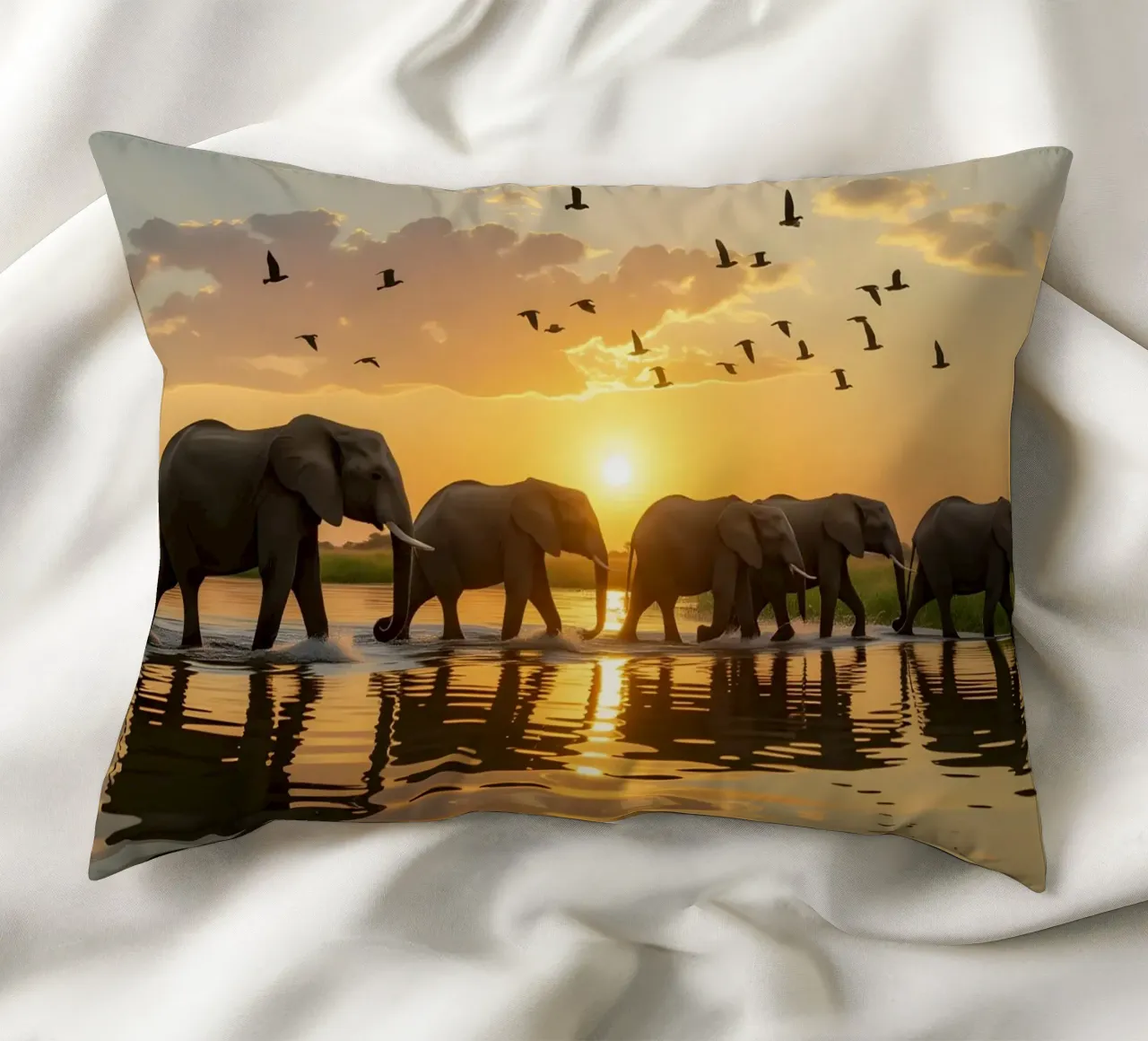 Elephants in the African savannah decorative cushion by Wild Beauty