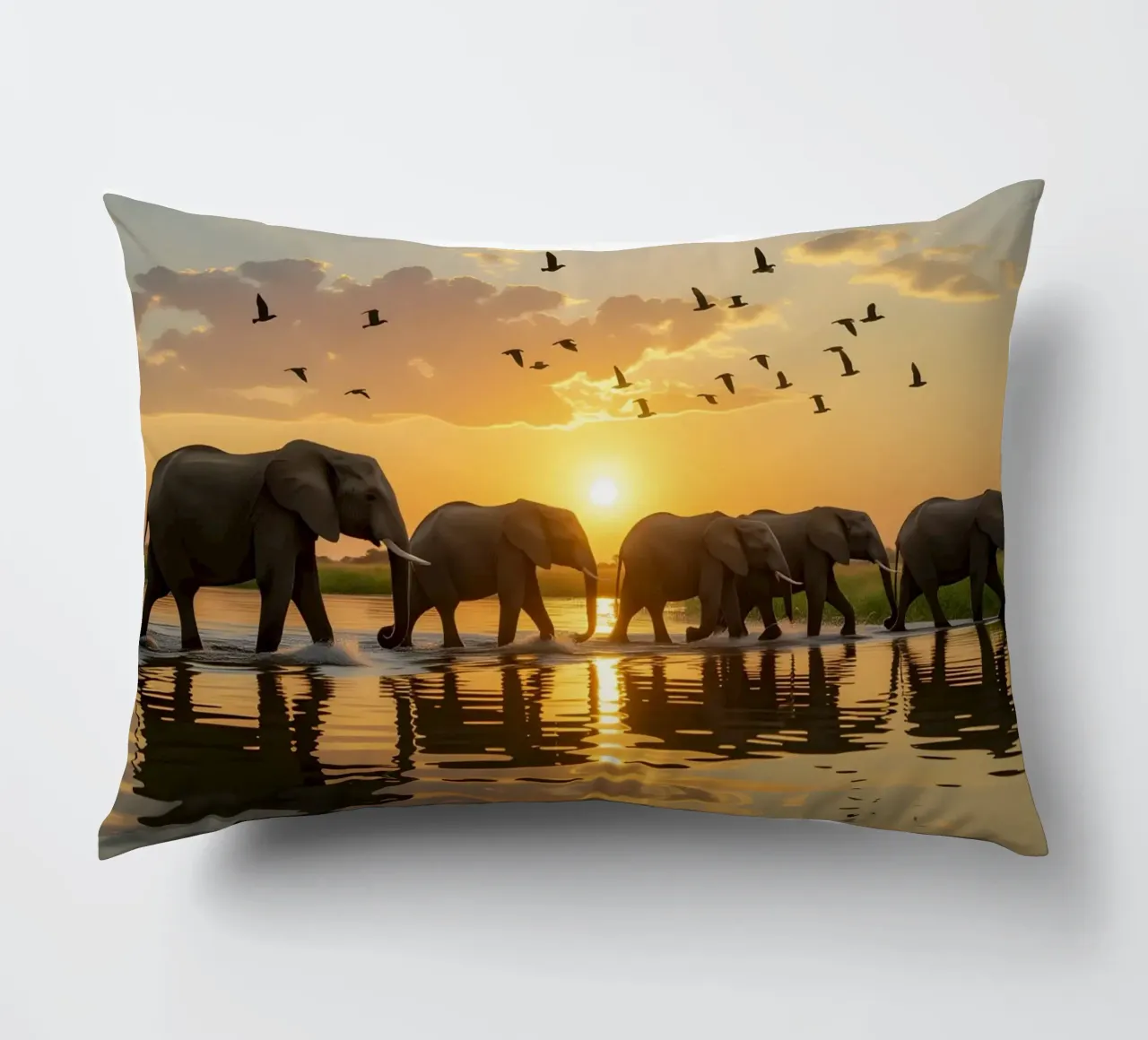 Elephants in the African savannah decorative cushion by Wild Beauty