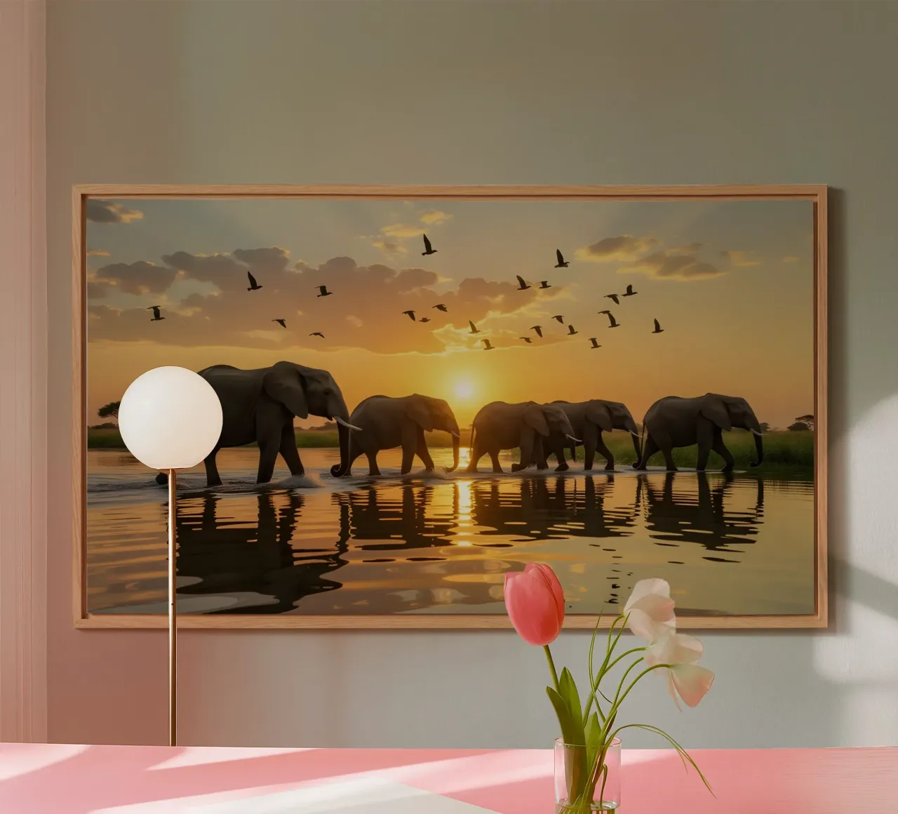 Elephants in the African savannah alu-dibond by Wild Beauty
