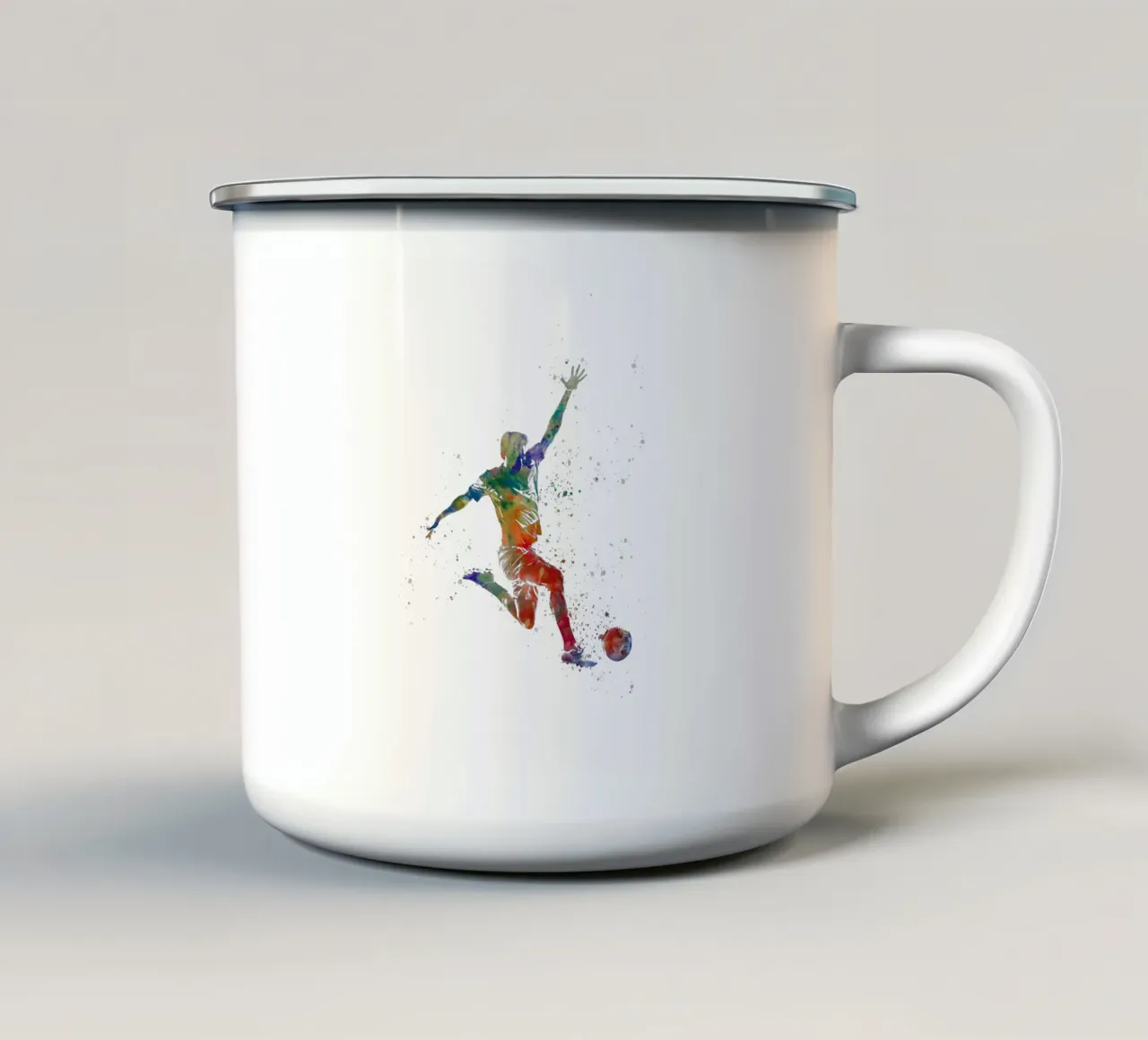Giocatore di calcio ad acquerello tazza in smalto da ⚽ Sports Pulse
