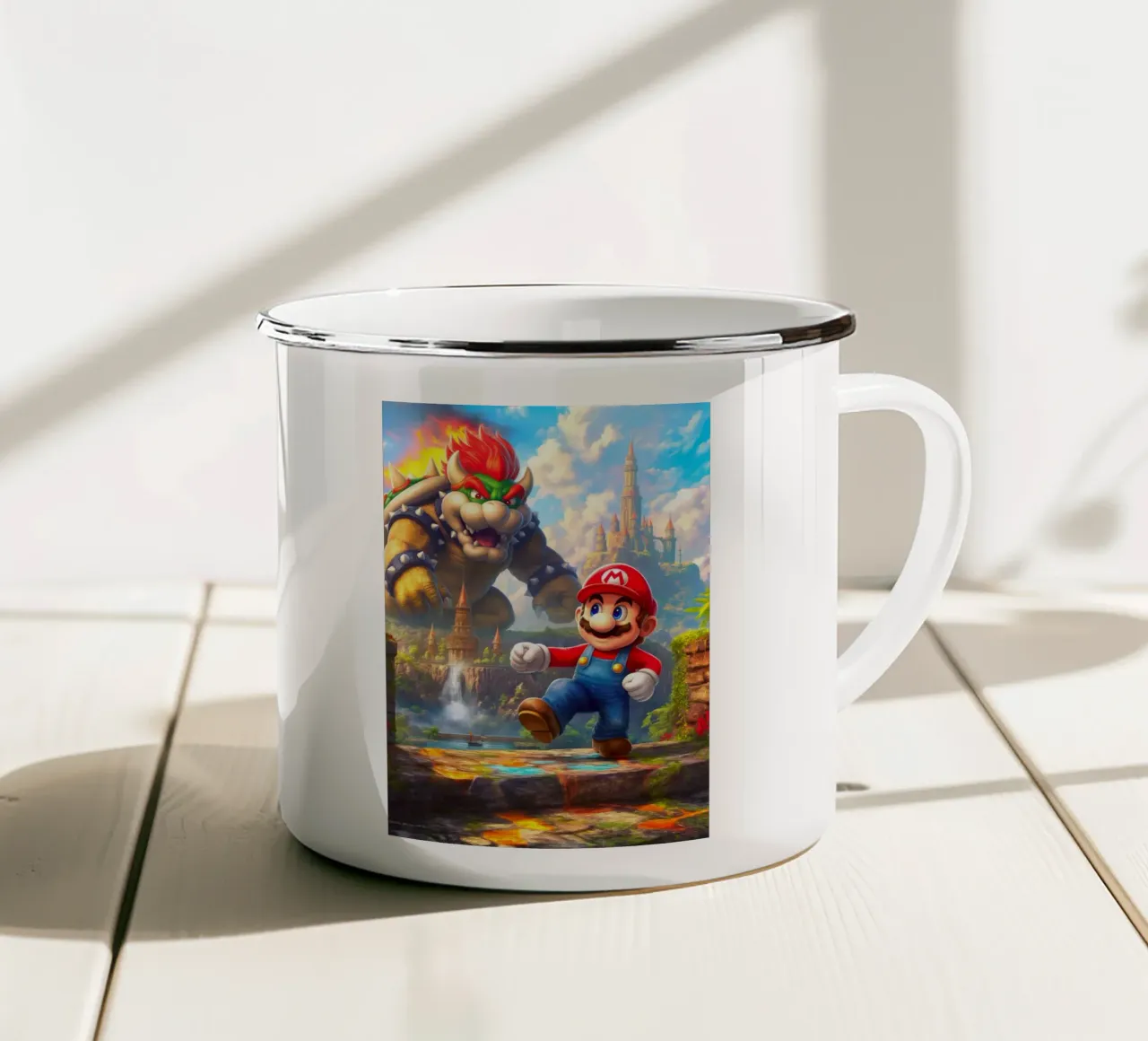 Super Mario Bros contro Bowser tazza in smalto da Pixel Pixie Dust