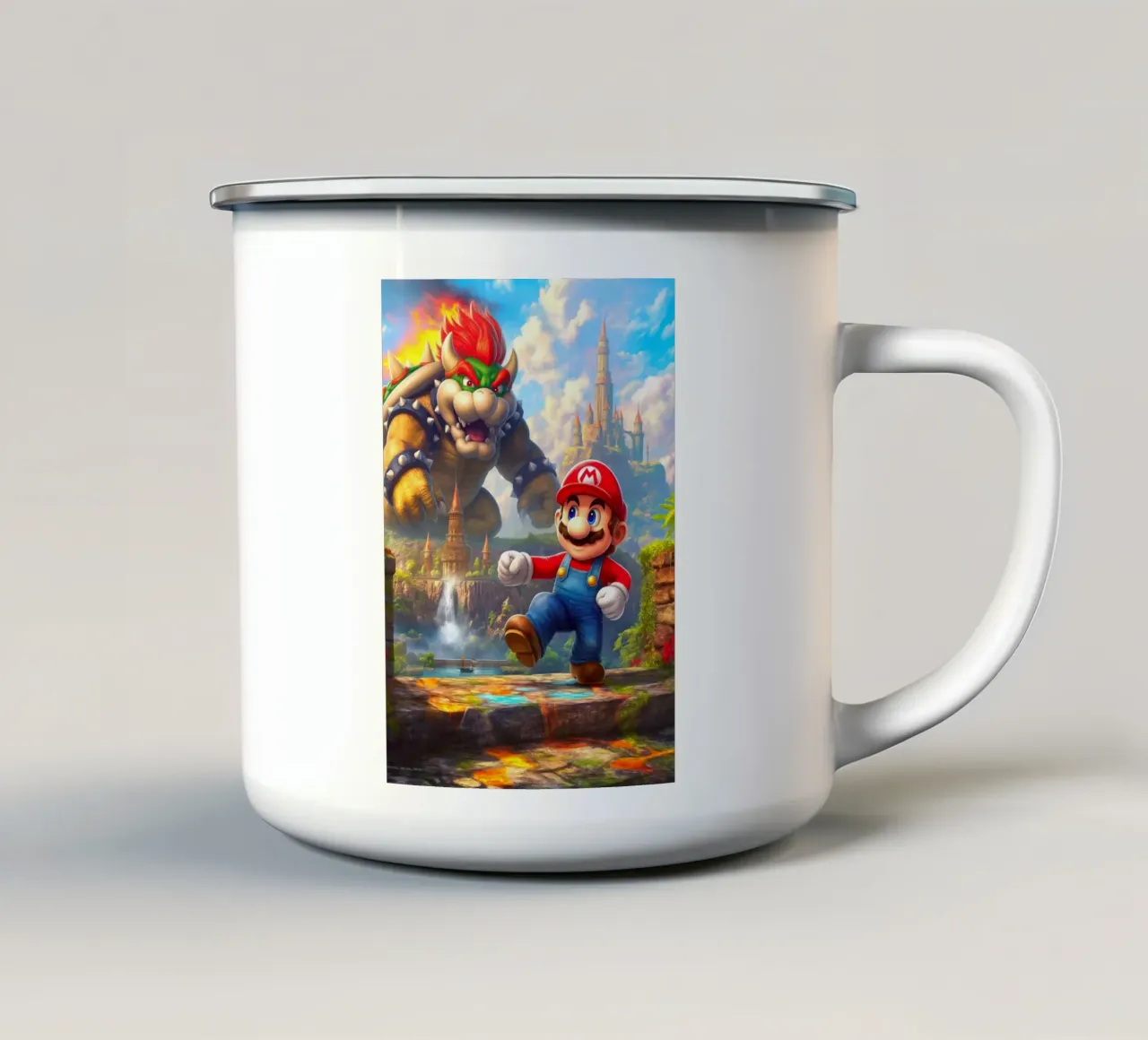 Super Mario Bros contro Bowser tazza in smalto da Pixel Pixie Dust