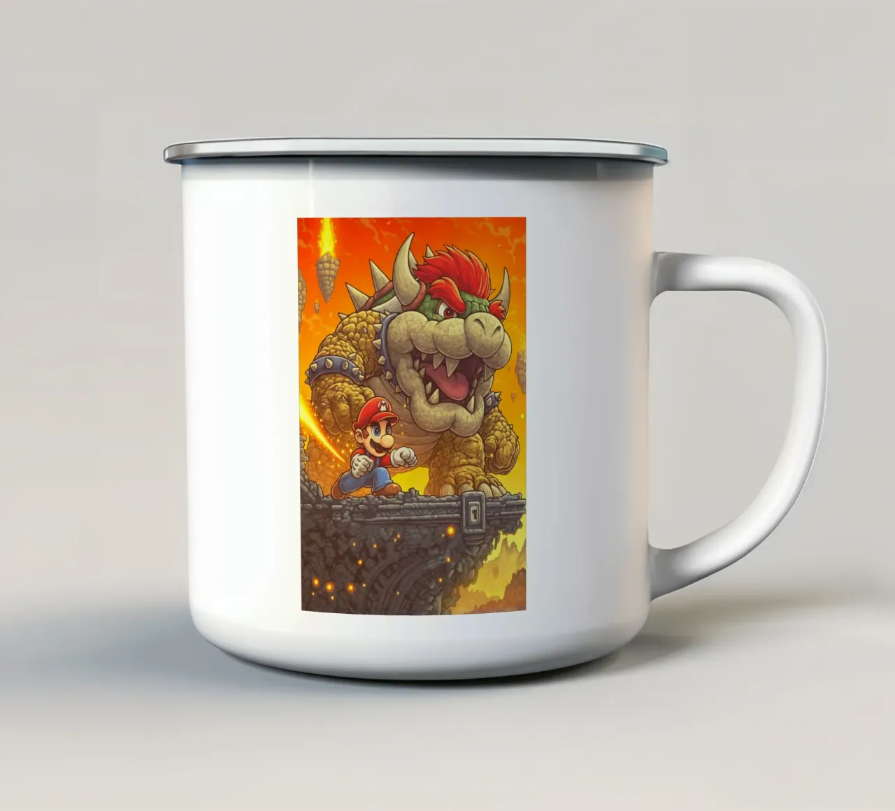 Super Mario Bros contro Bowser tazza in smalto da Pixel Pixie Dust
