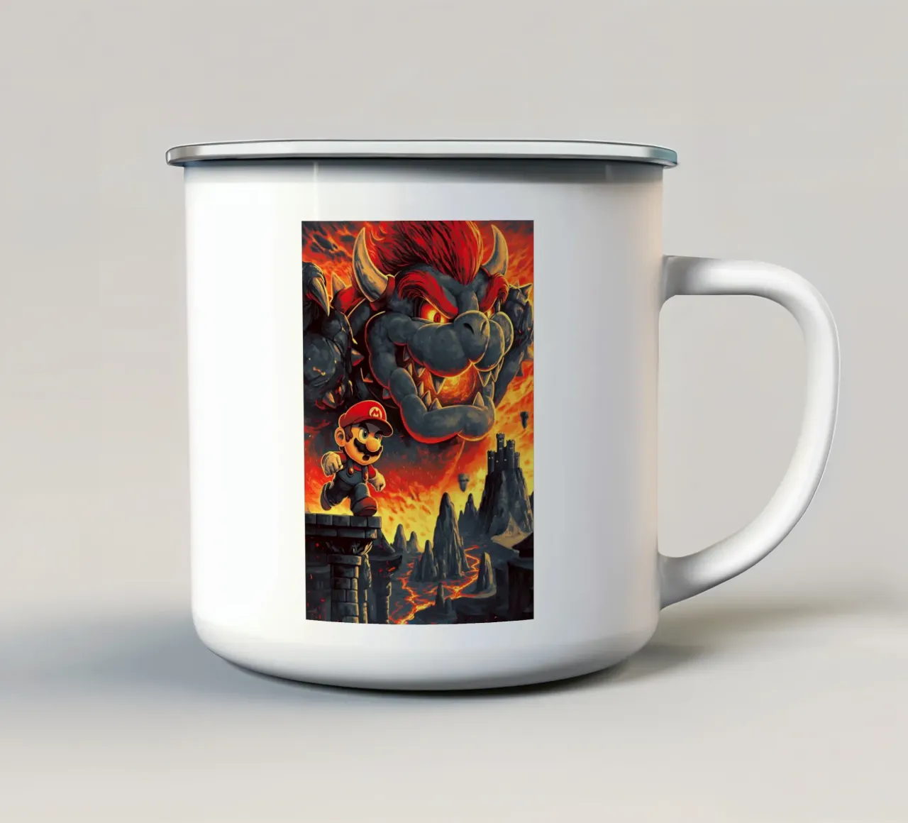 Super Mario Bros contro Bowser tazza in smalto da Pixel Pixie Dust