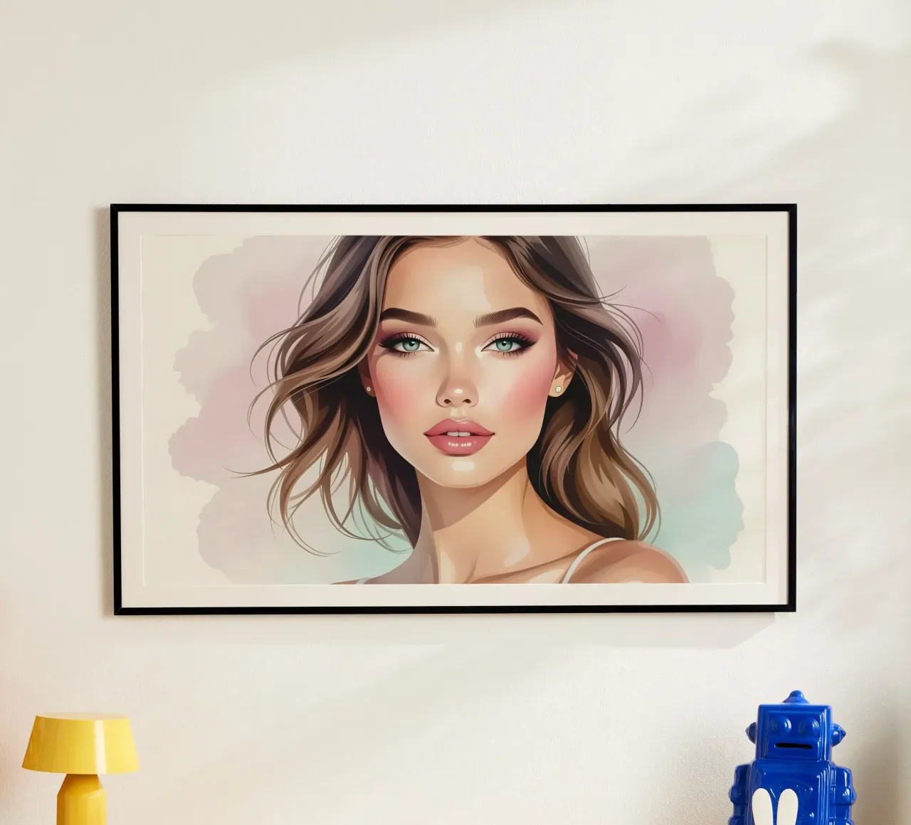 Ritratto di una bella donna poster con telaio in plastica da Magic Screen