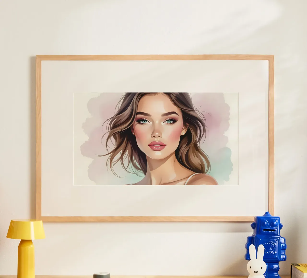 Ritratto di una bella donna poster con telaio in plastica da Magic Screen