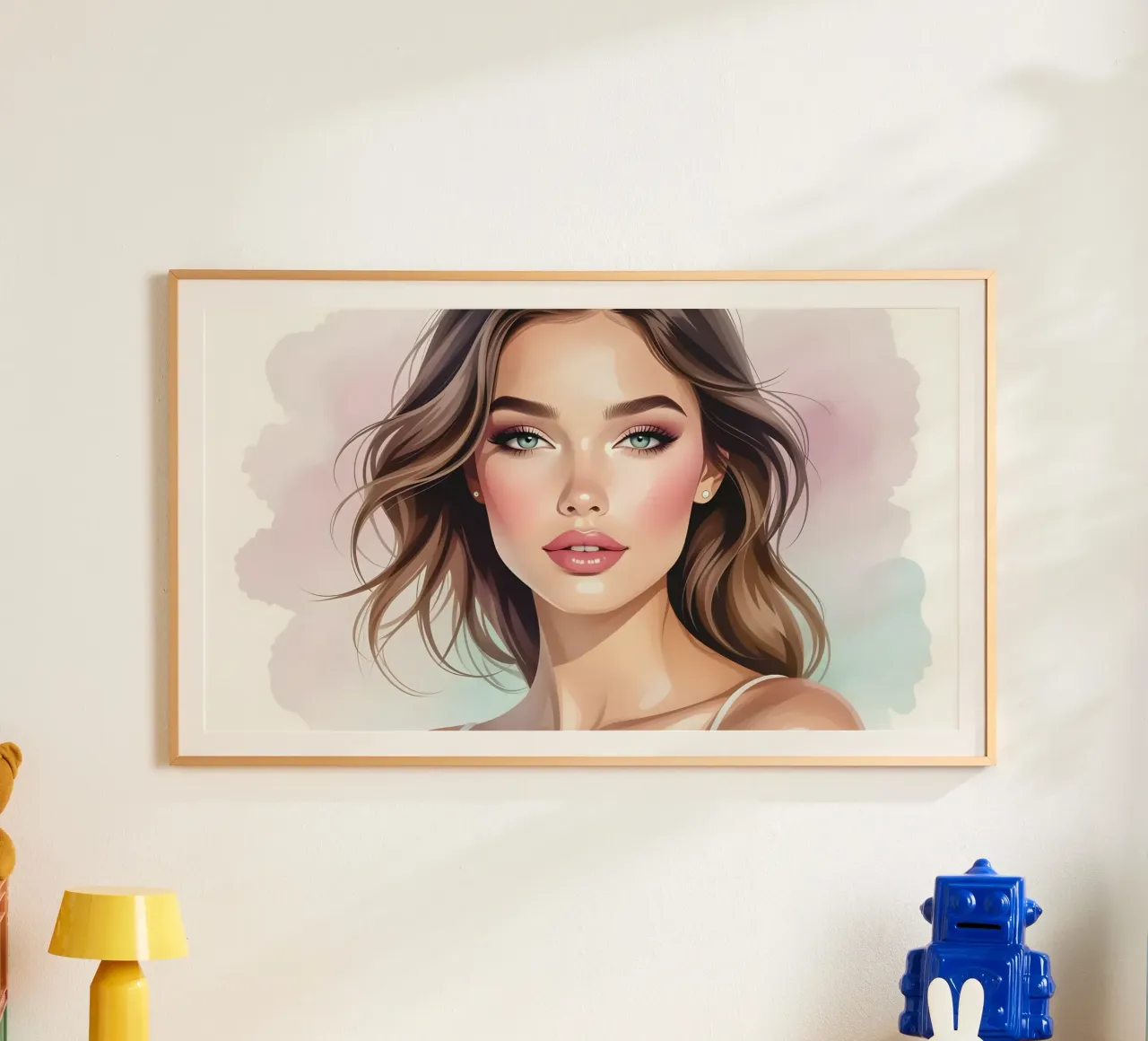 Ritratto di una bella donna poster con telaio in plastica da Magic Screen