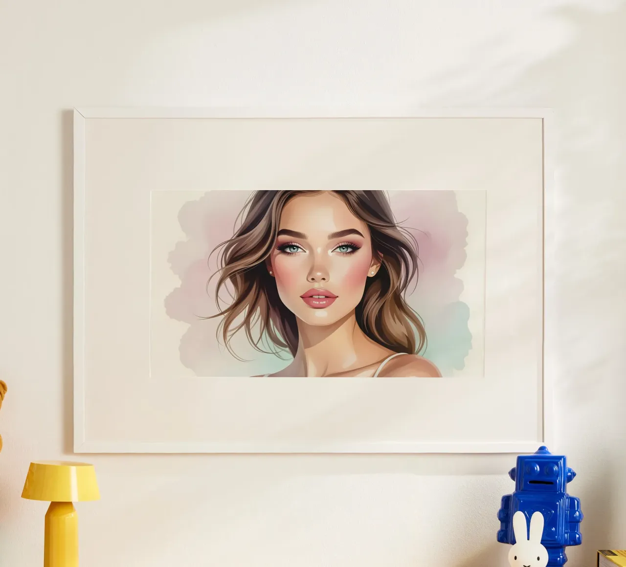 Ritratto di una bella donna poster con telaio in plastica da Magic Screen